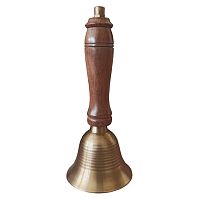 Колокольчик латунный с деревянной ручкой (антик), 14 х 6  k08